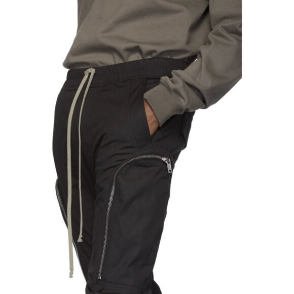 Rick Owens Black Zip Cargo Joggers Pants Tecuatl Size 32 - 38 50 Italy NEW NWT - Picture 2 of 16
